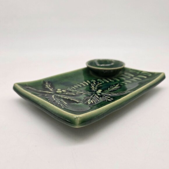 Hoening Maui Ceramic Fish Motif Sushi Platter & Soy Sauce Bowl Palm Trees - Picture 7 of 7